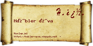 Hübler Éva névjegykártya